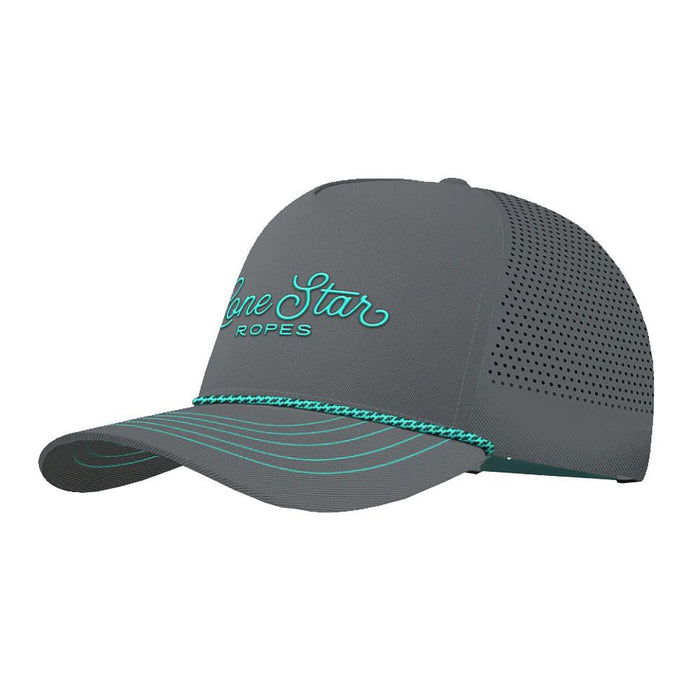 Lone Star Ropes Slate Grey and Turquoise Script Logo Cap