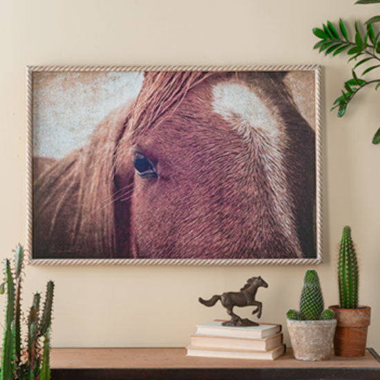Ganz Carved Roped Framed Horse 32 x22 Wall Decor