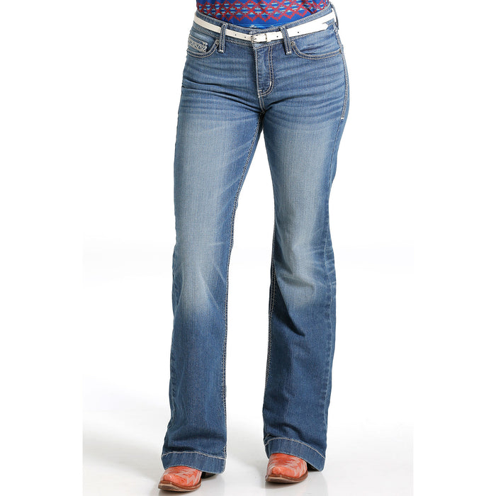 Cruel Girl Girl Women's Medium Wash Whiskers Blue Hayley Trouser