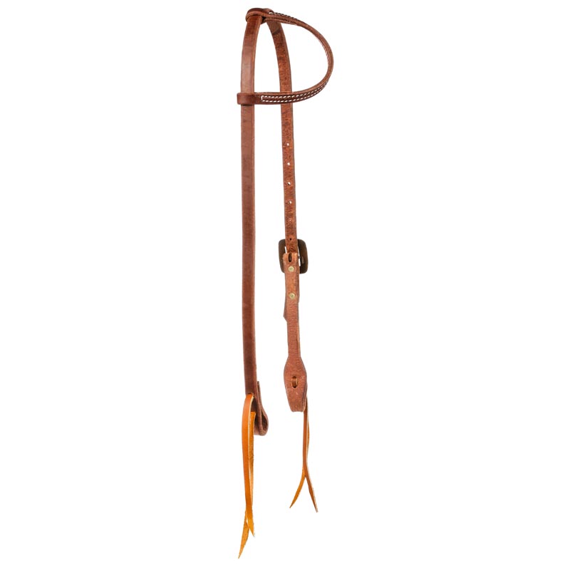 Cowperson Tack Cowboy Slide Ear w/ Antique Dots Square Cart Buckle Headstall