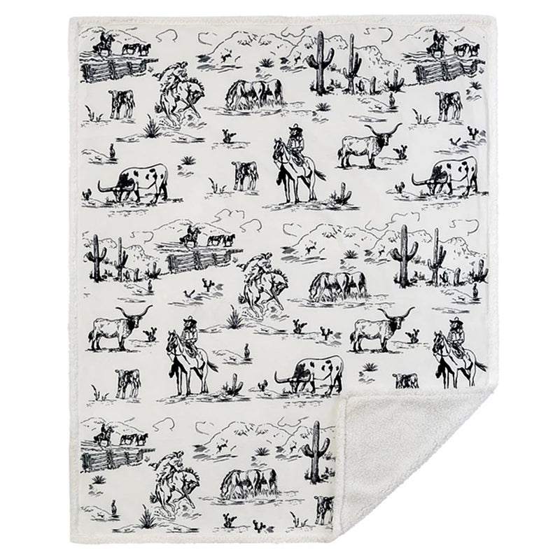 Hiend Accents Ranch Life Western Sherpa Throw Blanket