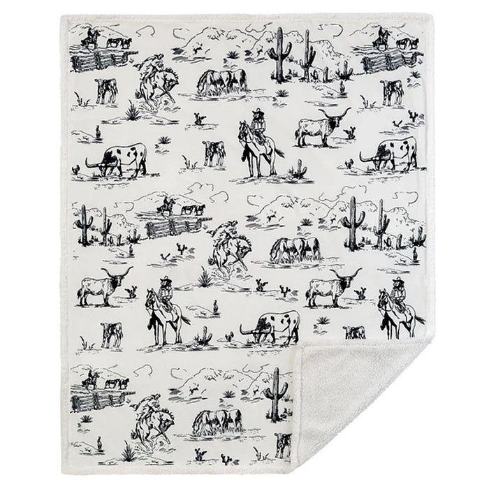 Hiend Accents Ranch Life Western Sherpa Throw Blanket