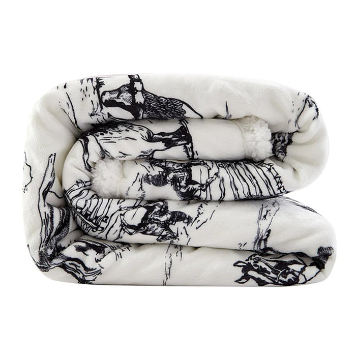 Hiend Accents Ranch Life Western Sherpa Throw Blanket