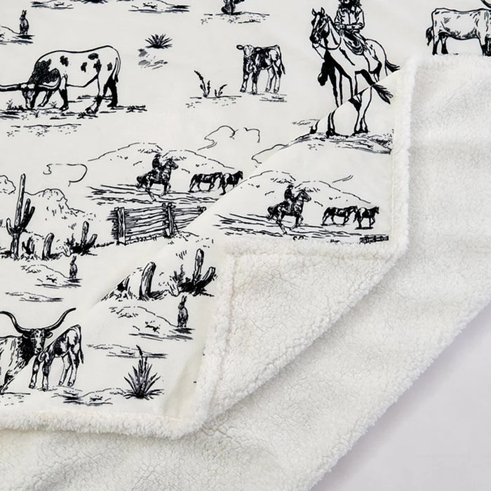 Hiend Accents Ranch Life Western Sherpa Throw Blanket