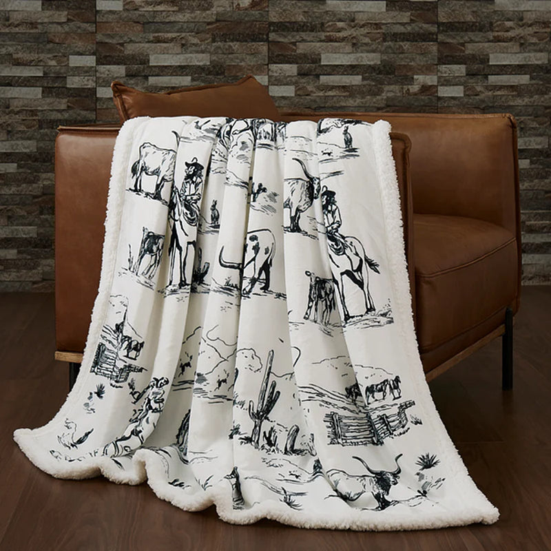 Hiend Accents Ranch Life Western Sherpa Throw Blanket