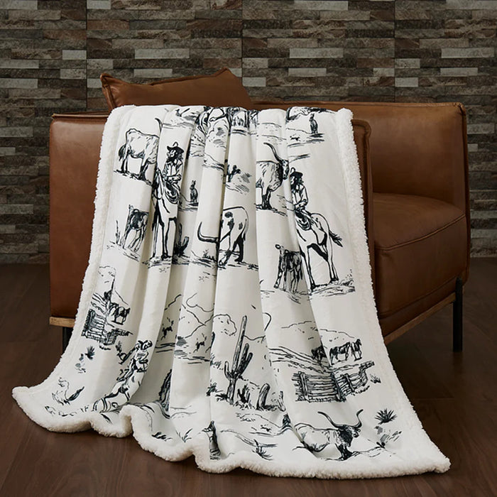 Hiend Accents Ranch Life Western Sherpa Throw Blanket
