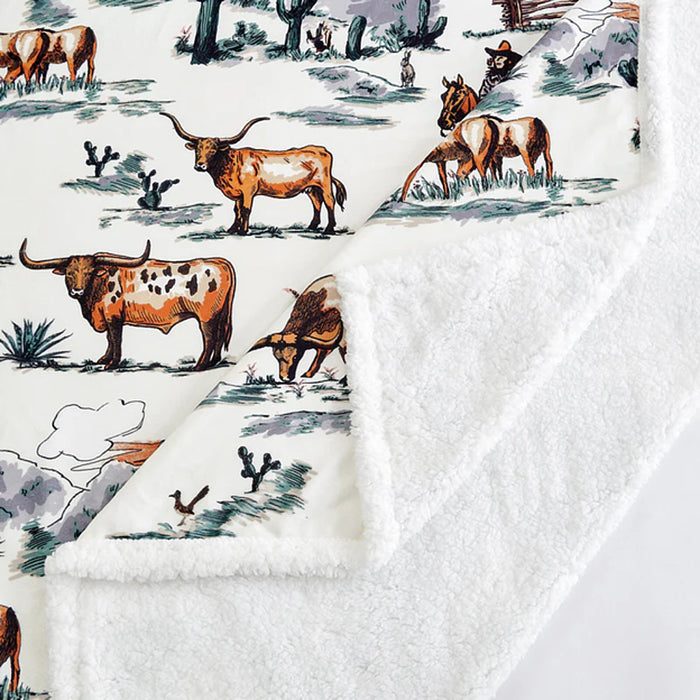 Hiend Accents Ranch Life Western Toile Campfire Duffle Bag Sherpa Throw