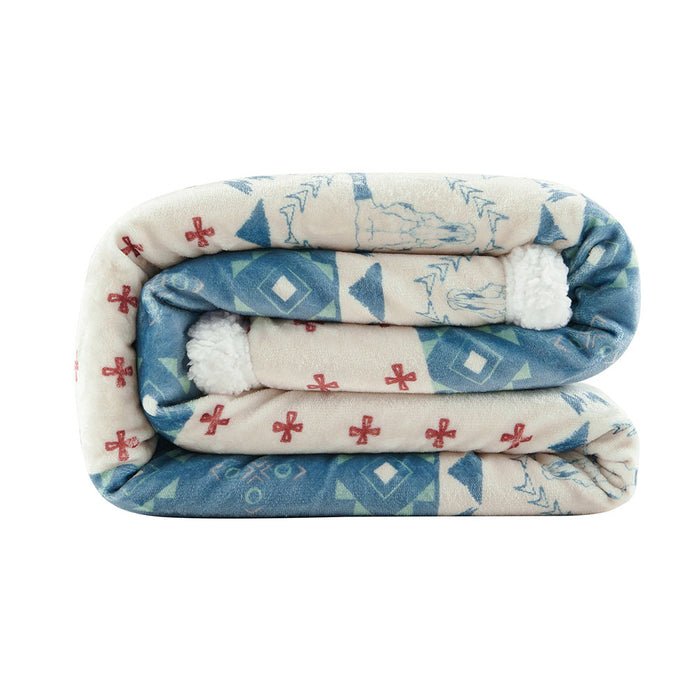 Hiend Accents Patchwork Paisley Campfire Sherpa Throw Blanket