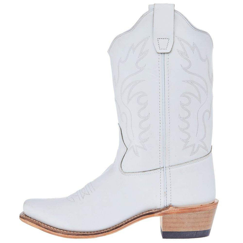 Old West Youth All Over White Almond Toe Cowboy Boot