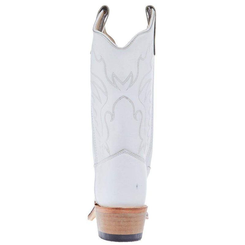 Old West Youth All Over White Almond Toe Cowboy Boot