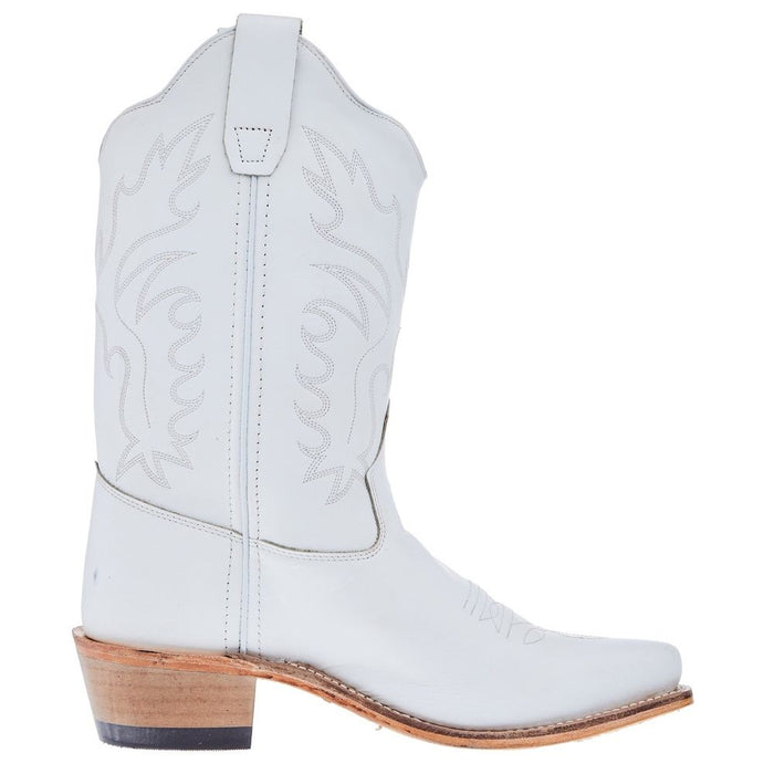 Old West Youth All Over White Almond Toe Cowboy Boot