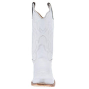 Old West Youth All Over White Almond Toe Cowboy Boot