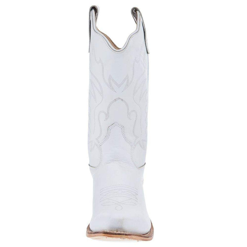 Old West Youth All Over White Almond Toe Cowboy Boot