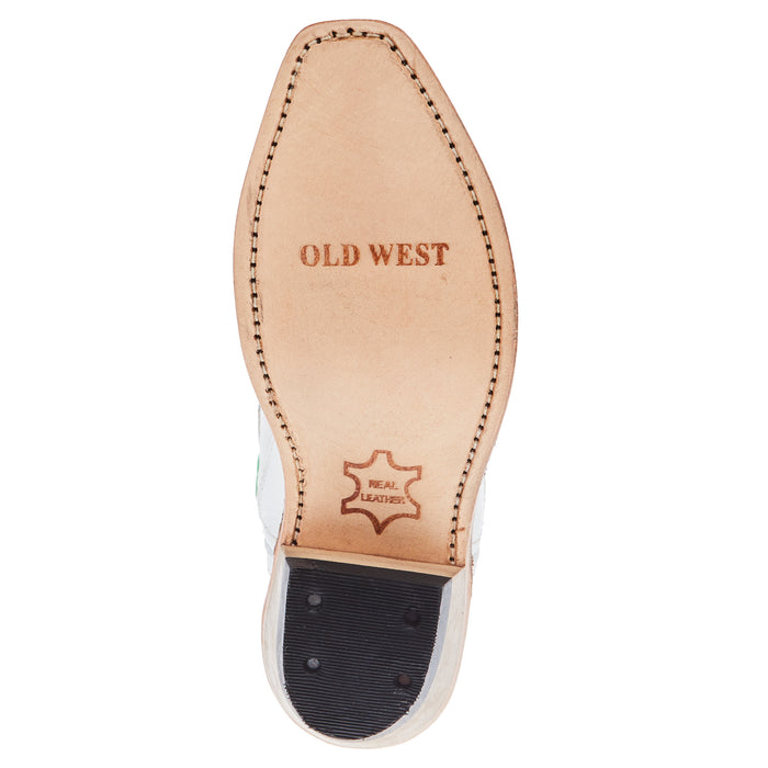 Old West Childrens All Over White Almond Toe Cowboy Boot