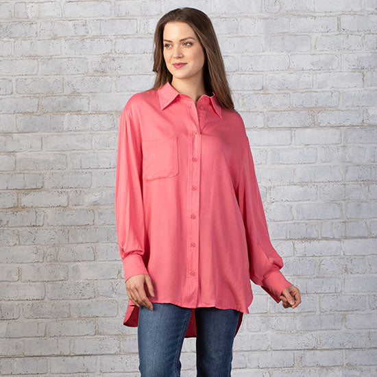 En Merci Country Grace Coral Button Down