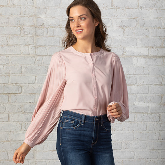 Country Grace Pleated Pink Top