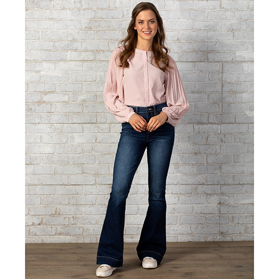 Country Grace Pleated Pink Top