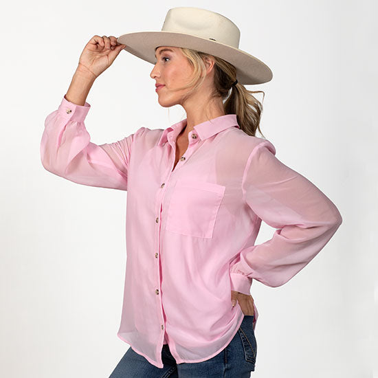 Wishlist Country Grace Blush Button Down Top
