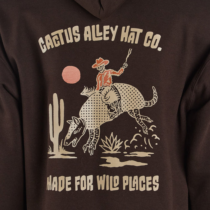 Cactus Alley Hat Co Mens Buckin Dillo Chocolate Hoodie