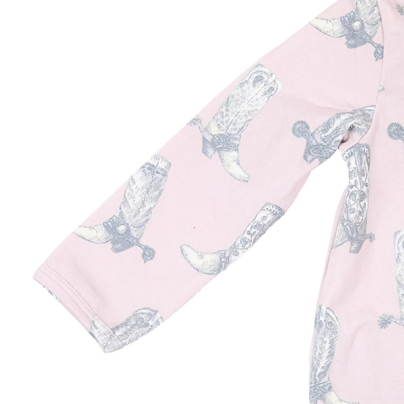 Cowkid Clothing Company Infant Girl's Dusty Rose Boot Print Jammies