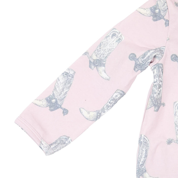 Cowkid Clothing Company Infant Girl's Dusty Rose Boot Print Jammies