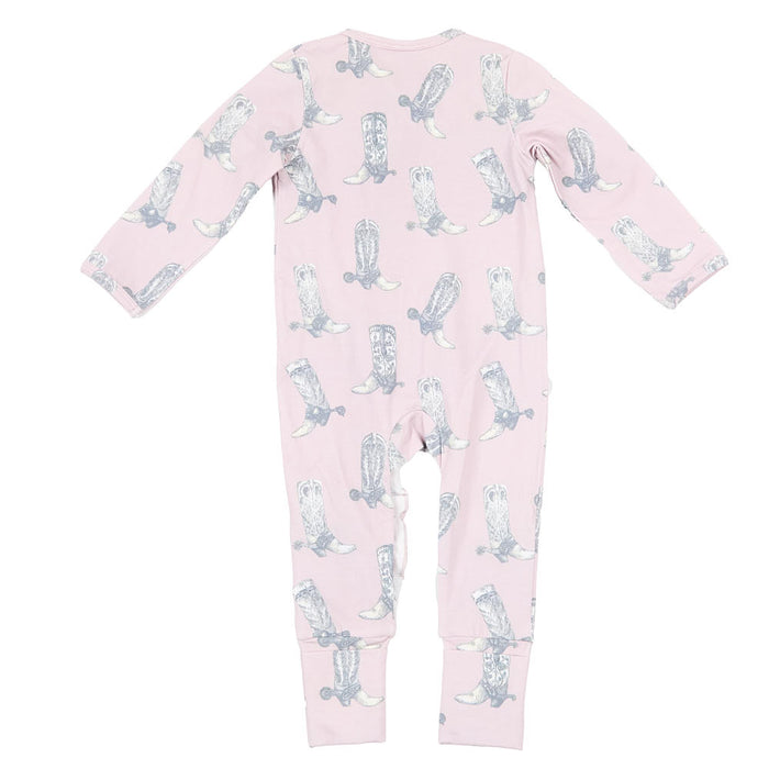 Cowkid Clothing Company Infant Girl's Dusty Rose Boot Print Jammies