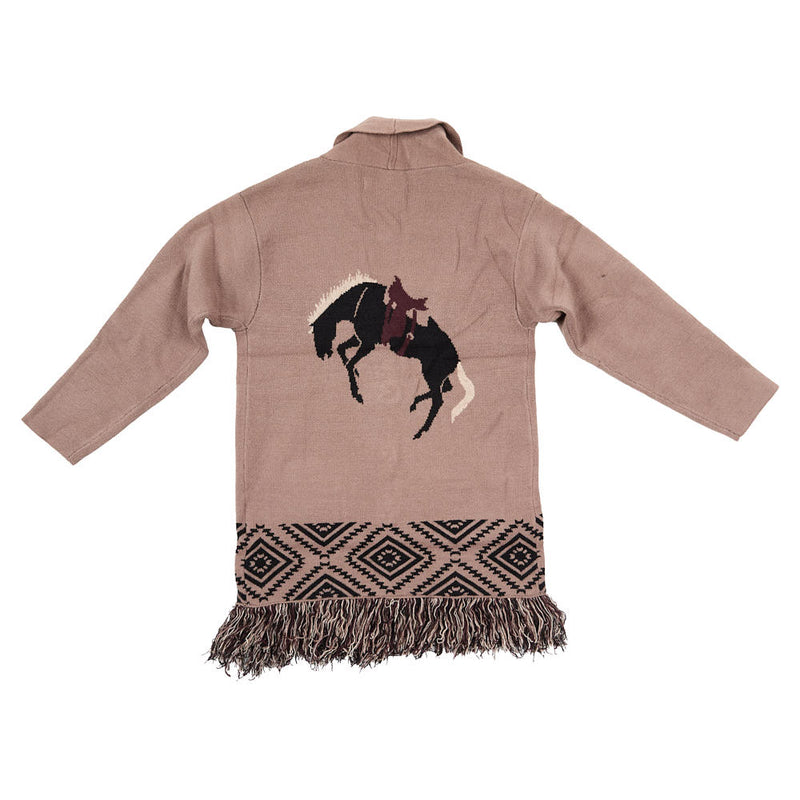 Cowkid Clothing Company Infant Girl's Tan Bronc with Fringe Cardigan
