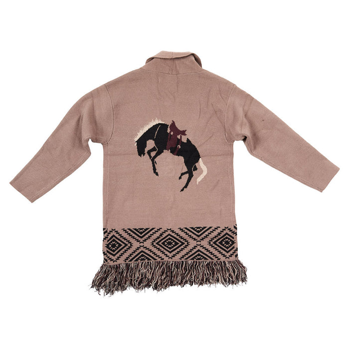 Cowkid Clothing Company Infant Girl's Tan Bronc with Fringe Cardigan