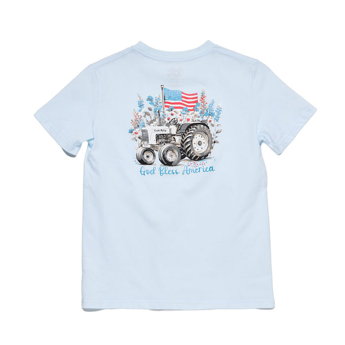 Cardin Mccoy Boys Blue God Bless America Short Sleeve Tee