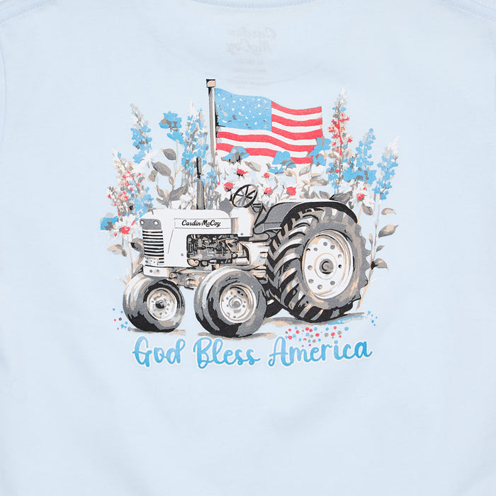 Cardin Mccoy Boys Blue God Bless America Short Sleeve Tee