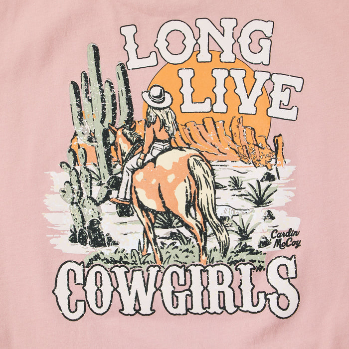 Cardin Mccoy Youth Long Live Cowgirls Rose Tan Tee
