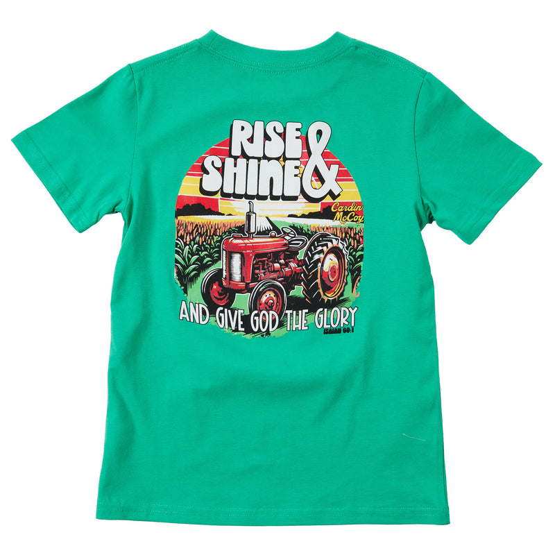 Cardin Mccoy Youth Rise and Shine Tractor Green Tee