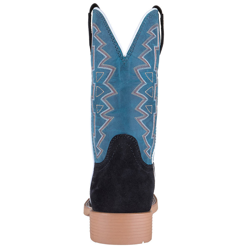 Justin Boot Company Men's Dear Rodeo Black Roughout Vamp 11in Blue Top