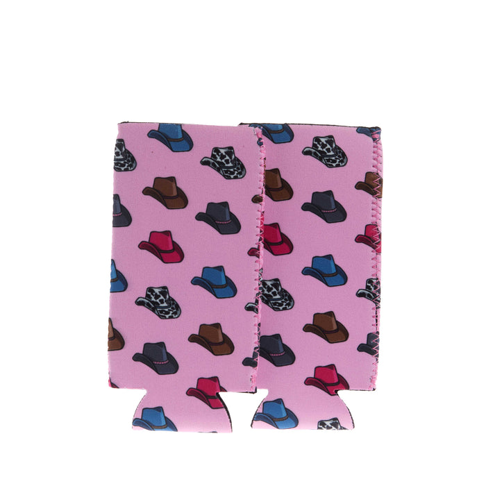 The Front Porch Label Pink Cowboy Hat Tall Coozies