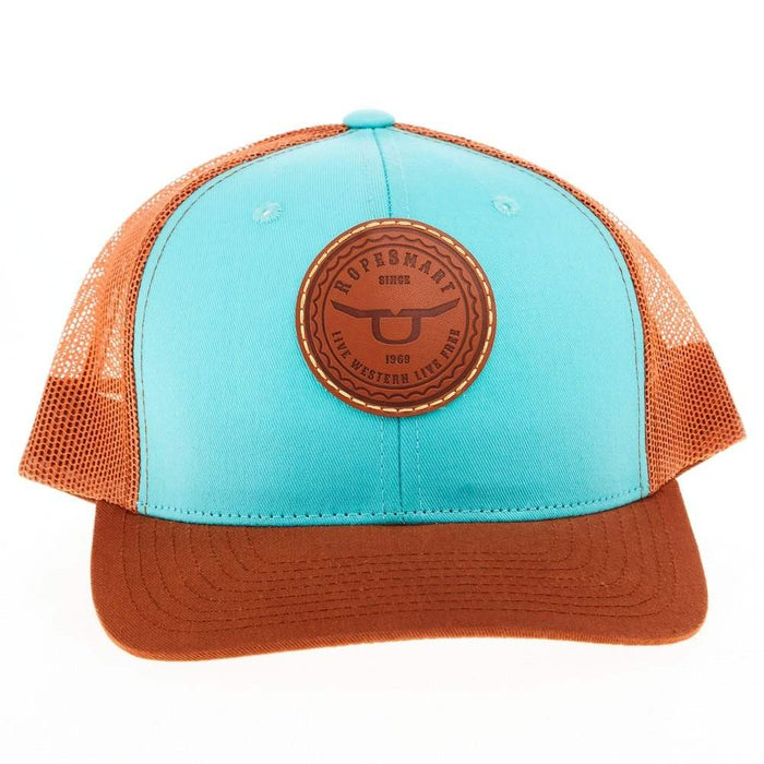 Ropesmart Ocean Blue Leather Patch Snapback Cap