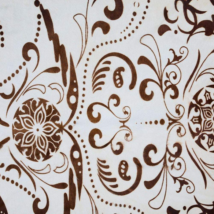 Lmt Design Baroque Medium Brown on Beige Cowhide Rug