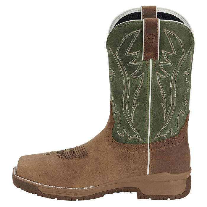 Justin Boot Company Men`s Commander 11In Brown Pull On H2O Square Nano Toe Work Boot