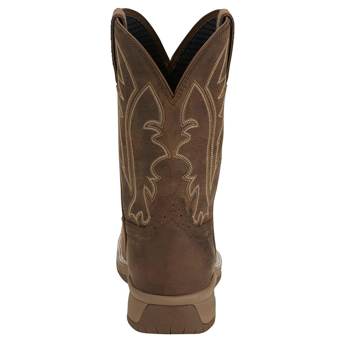 Justin Boot Company Men`s Commander 11In Brown Pull On H2O Square Soft Toe Work Boot