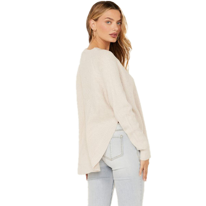Cotton And Rye Outfitters Womens Rounded Hem Birch Sweater