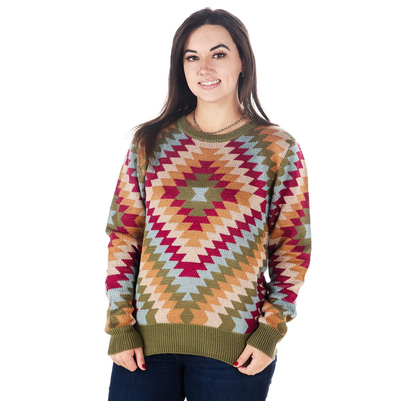 Cotton And Rye Outfitters Womens Magenta Geo Star Sweater