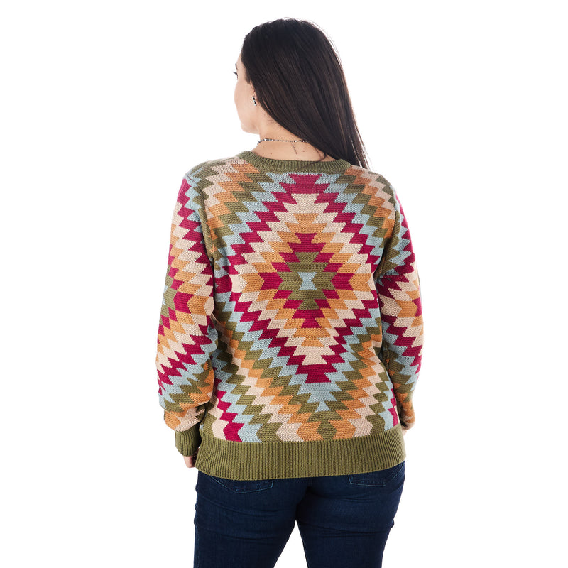 Cotton And Rye Outfitters Womens Magenta Geo Star Sweater