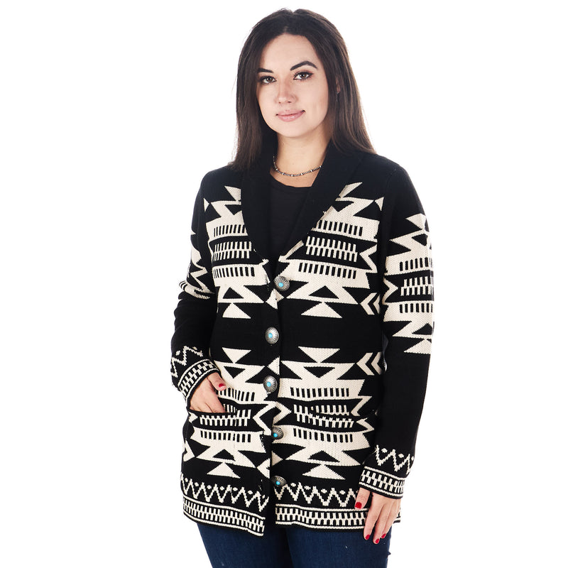 Cotton And Rye Outfitters Black Ivory Aztec Cardigan