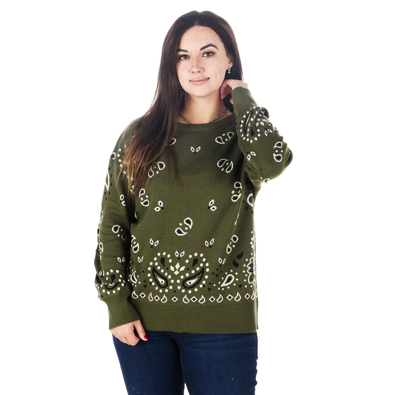 Cotton And Rye Outfitters Olive Bandana Sweater
