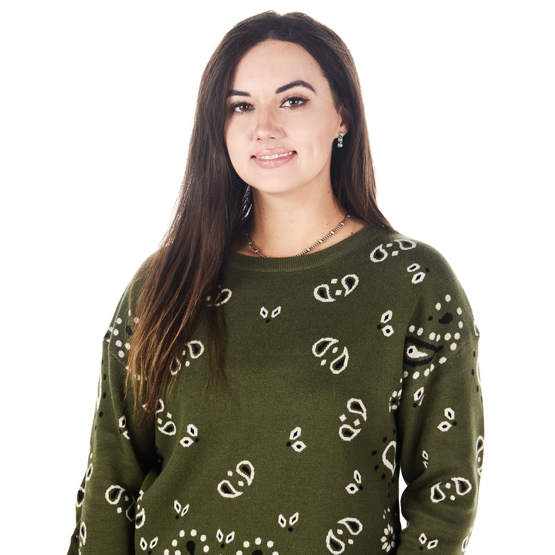Cotton And Rye Outfitters Olive Bandana Sweater