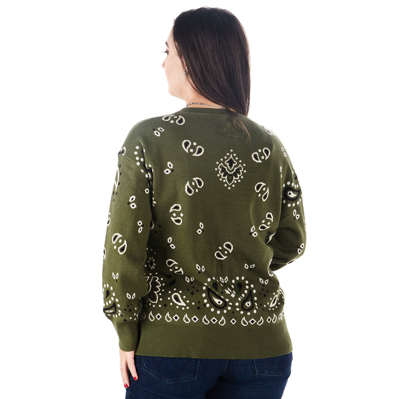 Cotton And Rye Outfitters Olive Bandana Sweater