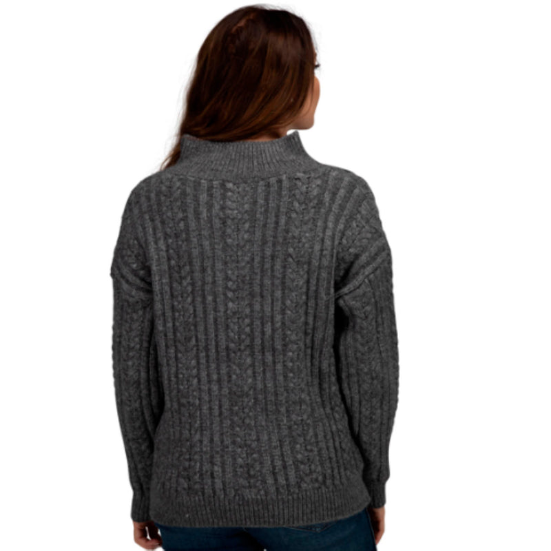Cotton And Rye Outfitters Womens Grey Cable Knit Half Zip Sweater