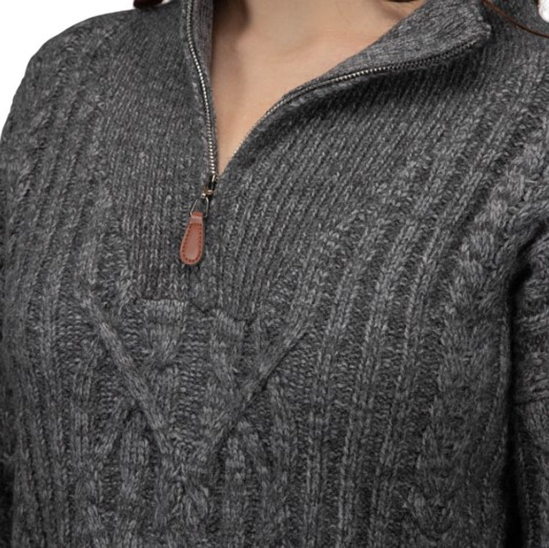 Cotton And Rye Outfitters Womens Grey Cable Knit Half Zip Sweater