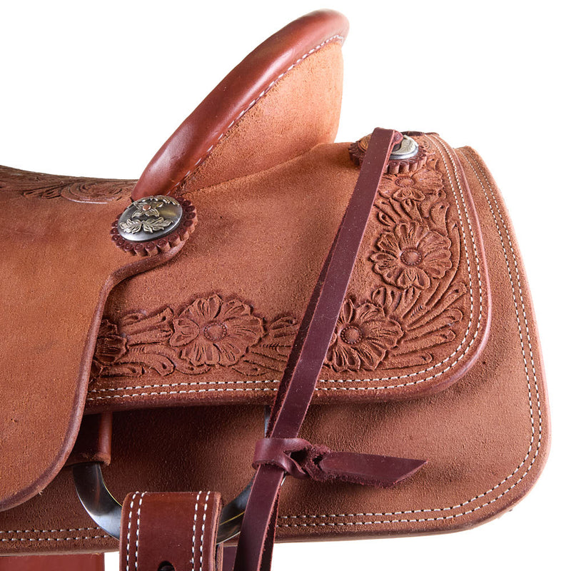 Cactus Saddlery Relentless 1/4 Tooled Rough-Out Team Roping Saddle