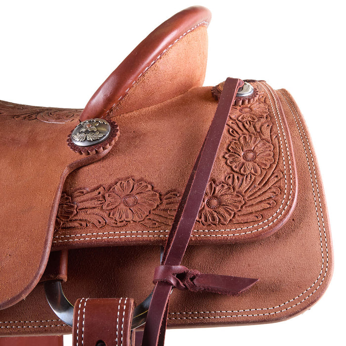 Cactus Saddlery Relentless 1/4 Tooled Rough-Out Team Roping Saddle