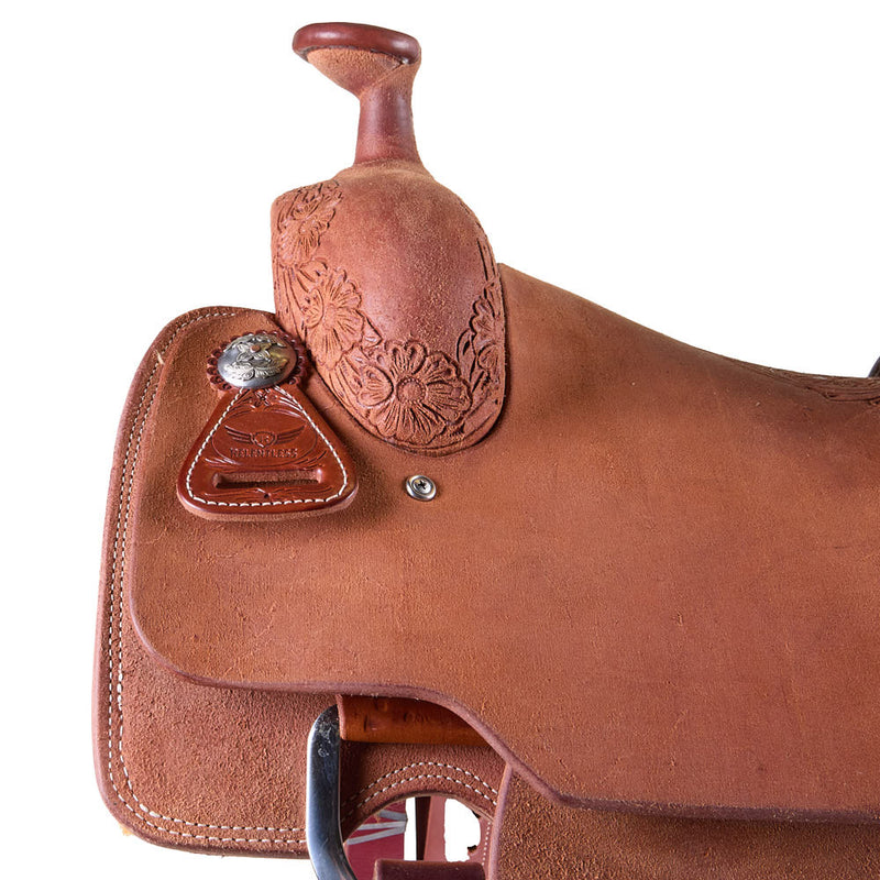 Cactus Saddlery Relentless 1/4 Tooled Rough-Out Team Roping Saddle
